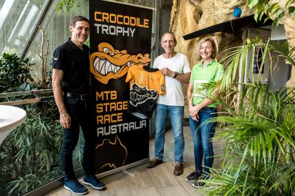 v.l.: Wolfgang Fasching, Gerhard Schönbacher und Angelika Tazreiter im Krokipark