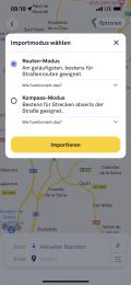 Entweder wird die Strecke als Track oder in Form von Wegpunkten abgebildet.