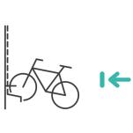 1. Einhaken
Einfach das Vorderrad im BikeLift einhaken. Die Vorrichtung passt für alle Reifenbreiten bis zu
77 mm.