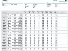 Tabelle mit statistischer Auswertung jeder einzelnen Belastungsstufe