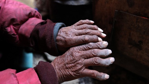 These are hands of a 98 years old nomadic woman who lives in the area of Lake Tsomoriri in eastern Ladakh. when we asked her what did she do during the first IndoChina war at 1946 that lasted 8 years and during the Sino-Indian war at 1962, she said she diden't even hear of it... when we asked her what was the most exciting thing she can remember from her life, she thought for a few minutes and told us: when she was 19 years old, she took some sheep and goats to sell down at Manali, at the other side of the mountains, where she drunk for the first time tea with sugar. in fact, it was the first time she ever tasted sugar...