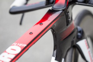 Am Oberrohr findet eine Nutrition-Box Platz, an deren Aerodynamik wird noch gearbeitet.